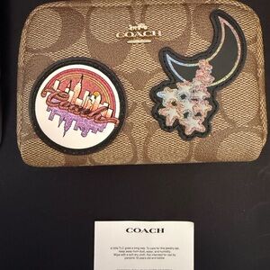 Coach Brown Zipper Case with Patches